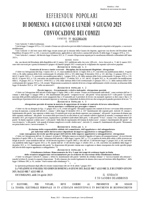 Referendum popolari 8-9 Giugno 2025